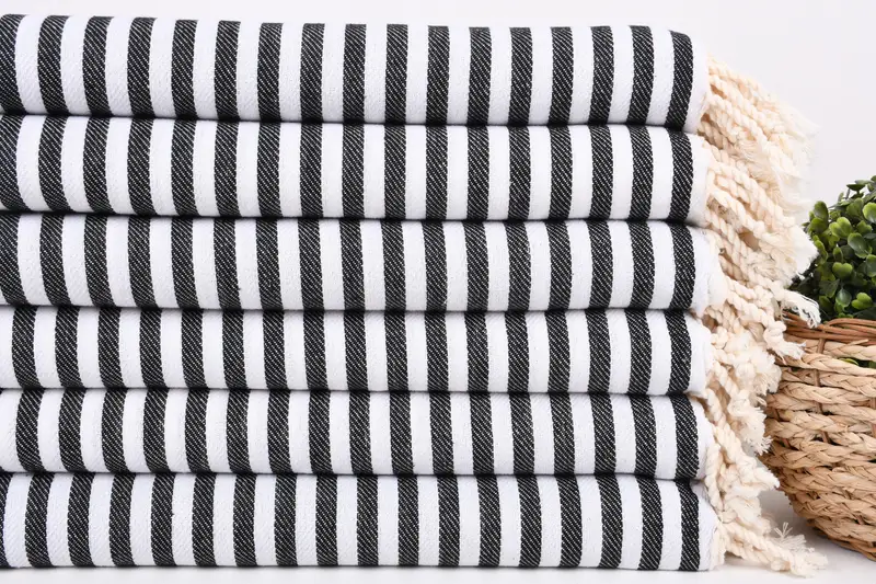 Thin towel, Best Wedding Gift, Monogrammed Beach Towel, Valentines Day Gift Idea, 70x40 Cotton Striped Towel, Quick-dry peshtemal, Guest Towel - 2
