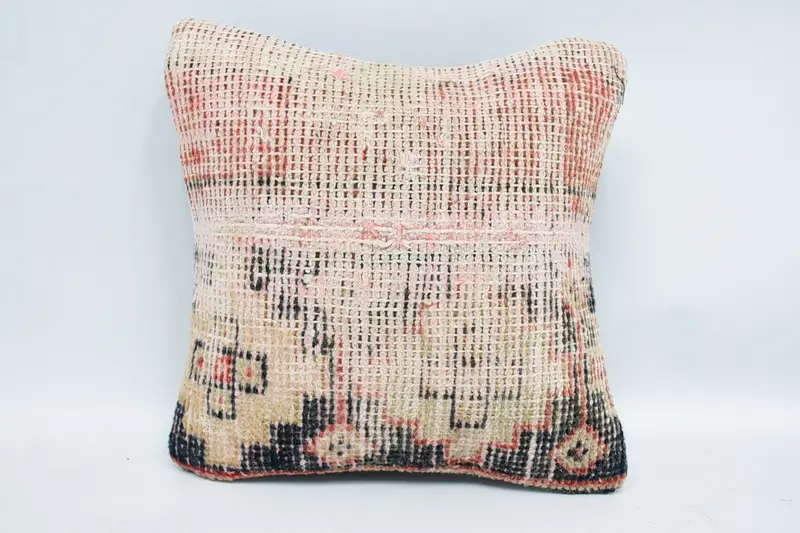 Turkish Moroccan Farmhouse Pillow Sham, Green 12x12 inch Small Square Pillowcase - 1