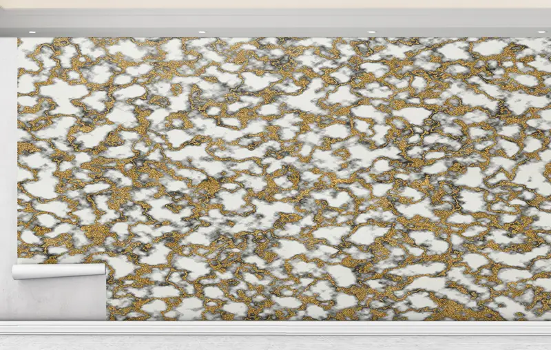 Pırıltılı Altın Mermer Duvar Kağıdı: Çağdaş Lüks Baskılı Tasarım