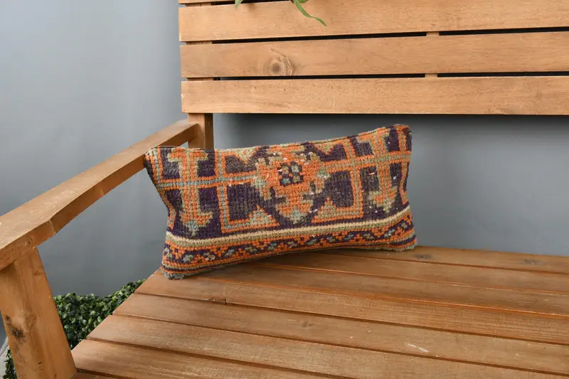 Pastel Cushion Case, Pillow Sham, Antique Pillows, Boho Pillow Sham Cover, 8x16 Blue Pillow Sham, Sofa Cushion Cover, Handmade Kilim Cushion - 1