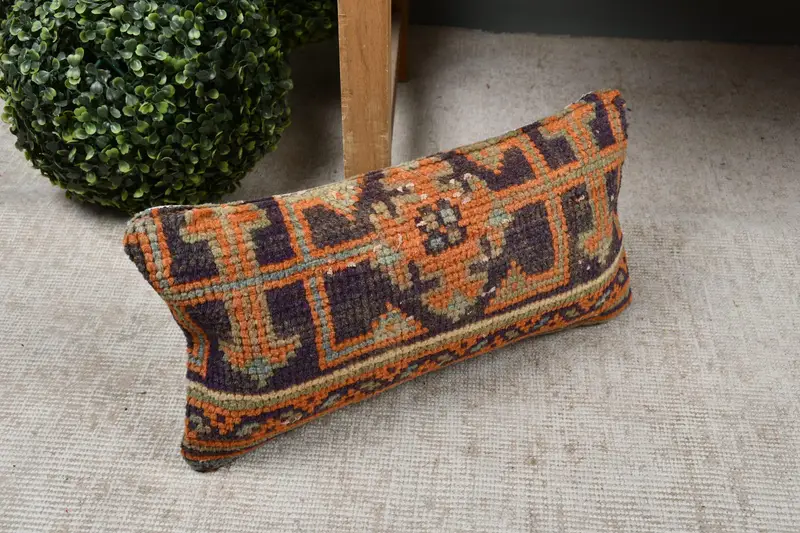 Pastel Cushion Case, Pillow Sham, Antique Pillows, Boho Pillow Sham Cover, 8x16 Blue Pillow Sham, Sofa Cushion Cover, Handmade Kilim Cushion - 7