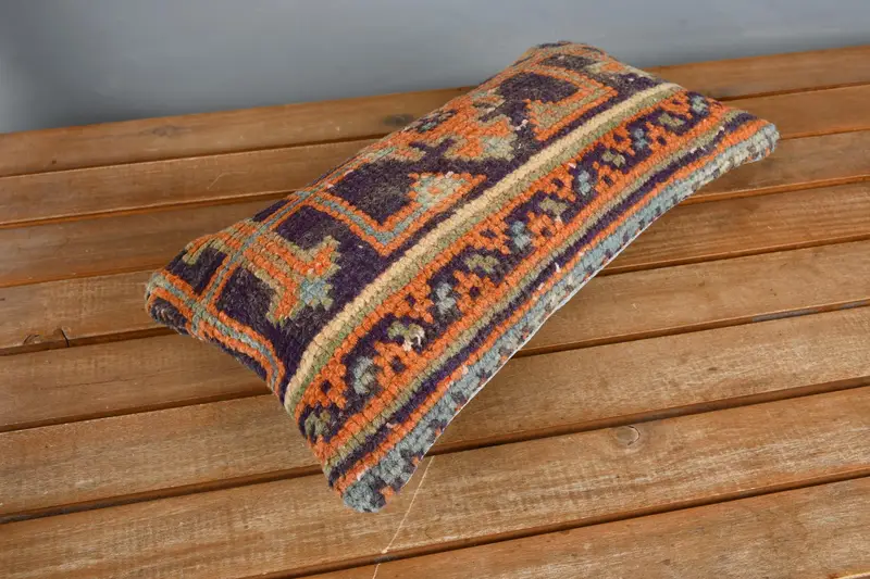Pastel Cushion Case, Pillow Sham, Antique Pillows, Boho Pillow Sham Cover, 8x16 Blue Pillow Sham, Sofa Cushion Cover, Handmade Kilim Cushion - 2