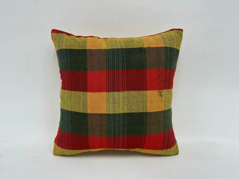 Interior Designer Pillow, Pillow Cover, Throw Kilim Pillow, Handwoven Pillow Cover Pillow Case, 16x16 Red Cushion Cover, Vintage Kilim Throw Pillow - 1
