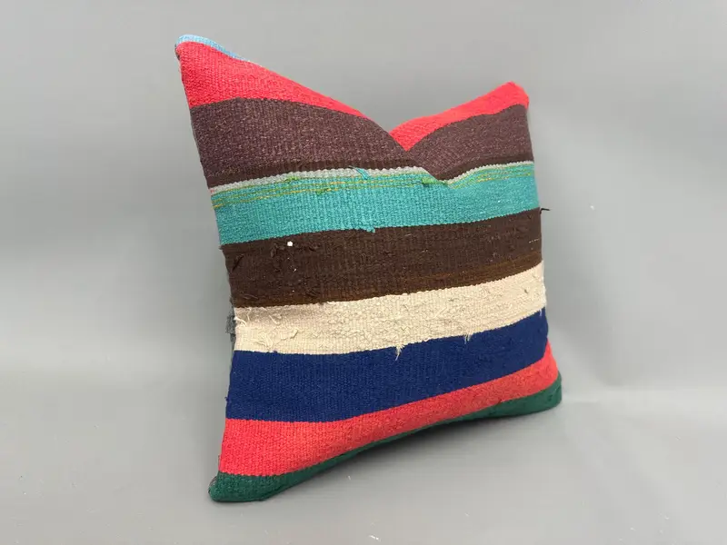 Outdoor Cushion Case, Cushion, Vintage Kilim Throw Pillow, 18x18 Red Cushion, Kilim Pillow, Pillow for Sofa, Handwoven Pillow Case - 2