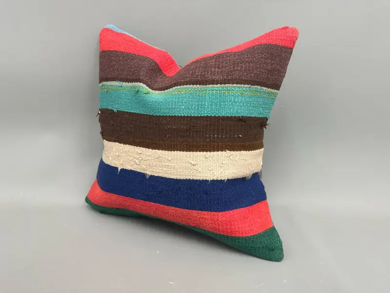 Outdoor Cushion Case, Cushion, Vintage Kilim Throw Pillow, 18x18 Red Cushion, Kilim Pillow, Pillow for Sofa, Handwoven Pillow Case - 3