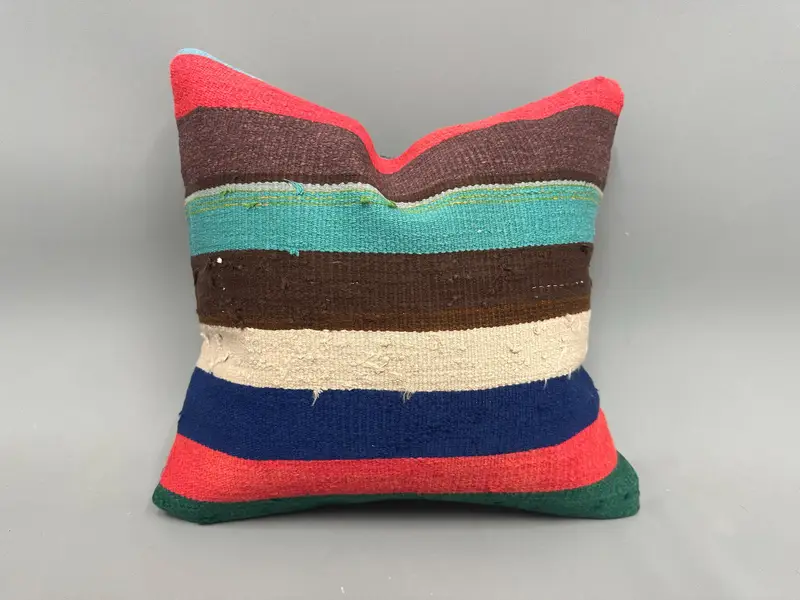Outdoor Cushion Case, Cushion, Vintage Kilim Throw Pillow, 18x18 Red Cushion, Kilim Pillow, Pillow for Sofa, Handwoven Pillow Case - 1