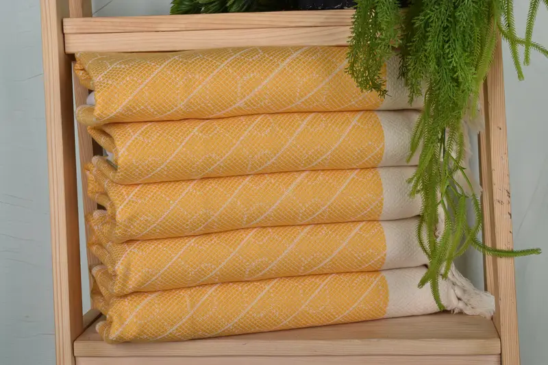 Small Bath Towels Mustard Cotton Tea Towel, 18x36 inches