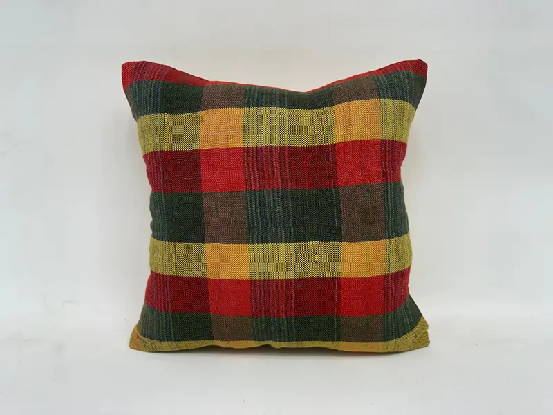 Kilim Rug Pillow, Cushion Case, 16x16 Red Cushion Cover, Turkish Kilim Pillow, Interior Designer Pillow, Custom Cushion Cover, Kilim Cushion Sham - 1