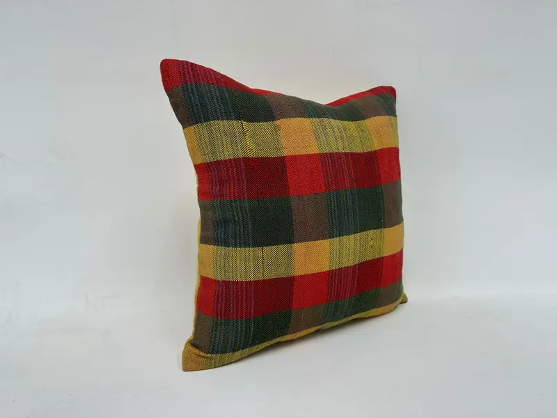 Kilim Rug Pillow, Cushion Case, 16x16 Red Cushion Cover, Turkish Kilim Pillow, Interior Designer Pillow, Custom Cushion Cover, Kilim Cushion Sham - 3