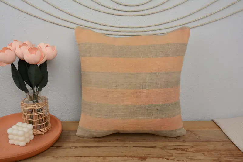 Vintage Kilim Throw Pillow, 16x16 Yellow Cushion Cover, Cushion, Kilim Pillow Cover, Boho Pillow Sham Cover, Vintage Kilim Pillow Cushion Case - 2