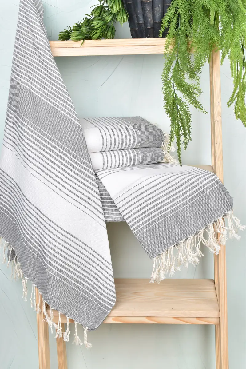 Custom Gift, Antibacterial Turkish peshtemal towel, Custom Beach Towel, Organic Towel, Bachelor Party Favors, Bath towel, 60x38 Cotton Striped Towel - 6