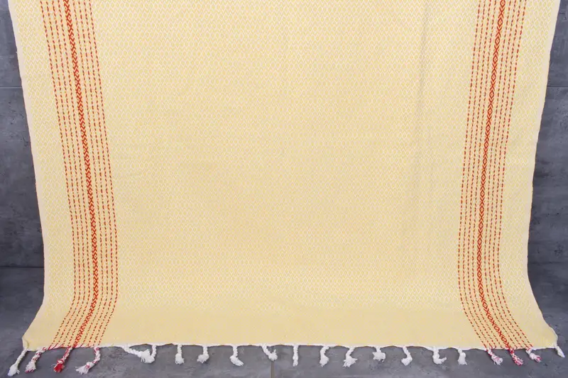 Turkish Towel Yellow Geometric Design Bath Towel, 40x71 Inches