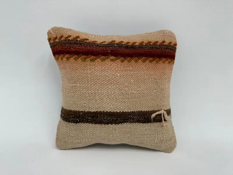 Pillow, Pillow for Couch, Nomadic Cushion, Throw Kilim Pillow, Interior Designer Pillow, Bed Pillow Cover, 12x12 Beige Cushion Cover - 1