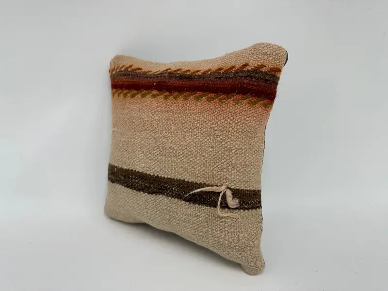 Pillow, Pillow for Couch, Nomadic Cushion, Throw Kilim Pillow, Interior Designer Pillow, Bed Pillow Cover, 12x12 Beige Cushion Cover - 4