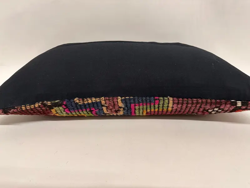 Handmade Throw Cushion Case, Pillow, 12x24 Black Cushion, Ikat Pillow Cover, Kilim Cushion Sham, Home Decor Pillow, Boho Pillow Sham Cover - 7