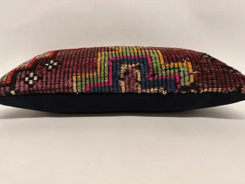 Handmade Throw Cushion Case, Pillow, 12x24 Black Cushion, Ikat Pillow Cover, Kilim Cushion Sham, Home Decor Pillow, Boho Pillow Sham Cover - 5