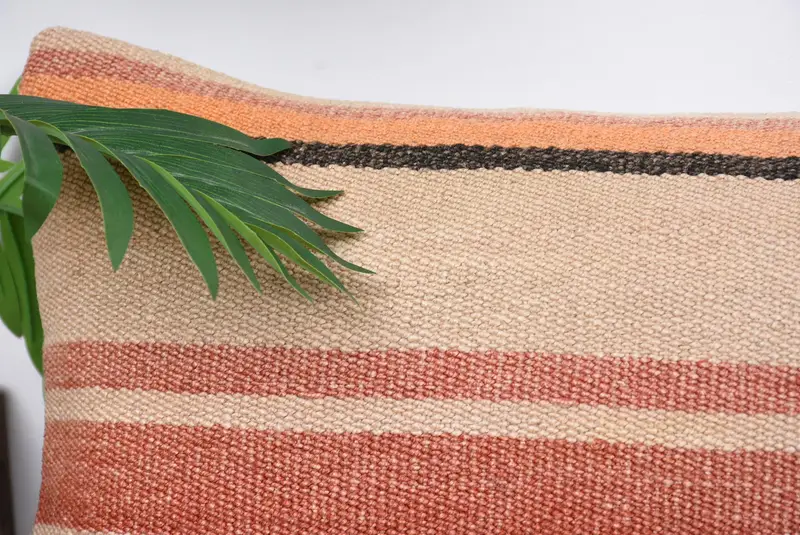 Vintage Kilim Pillow, Neutral Pillow, Cushion Case, 12x36 Beige Pillow Sham, Bolster Cushion, Turkish Corner Pillow, Boho Pillow, Kilim Cushion Sham - 2