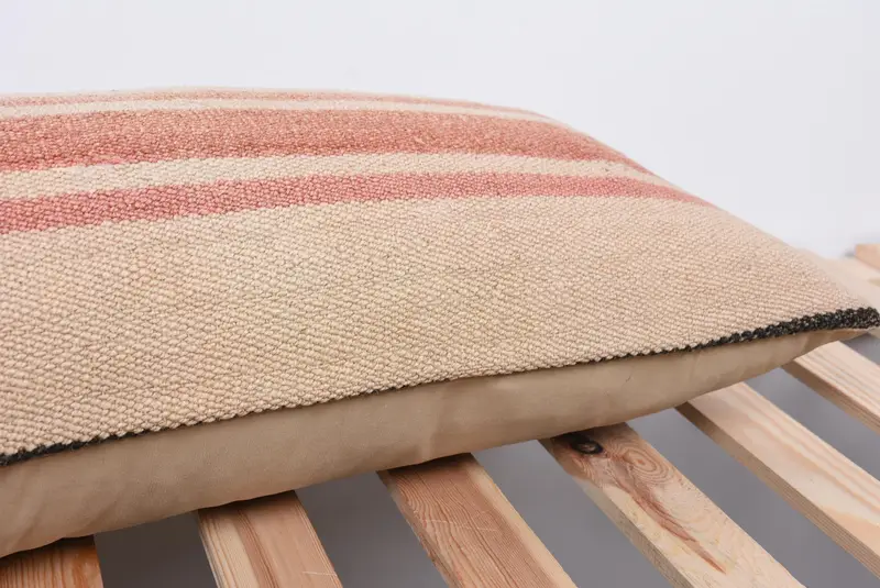 Vintage Kilim Pillow, Neutral Pillow, Cushion Case, 12x36 Beige Pillow Sham, Bolster Cushion, Turkish Corner Pillow, Boho Pillow, Kilim Cushion Sham - 7