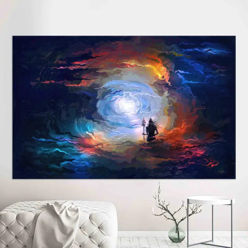 エレガントな抽象的なシヴァ キャンバス: パネルにヒンドゥー教アート プリント