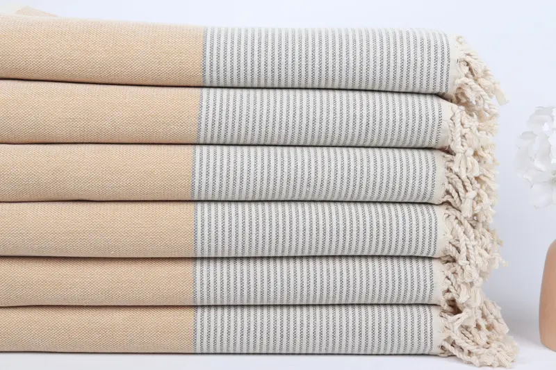 Personalised Gift, Summer Gift, 70x40 Cotton Striped Towel, Wedding Gift, Soft organic Turkish peshtemal for luxury spa use, Absorbent towel - 3