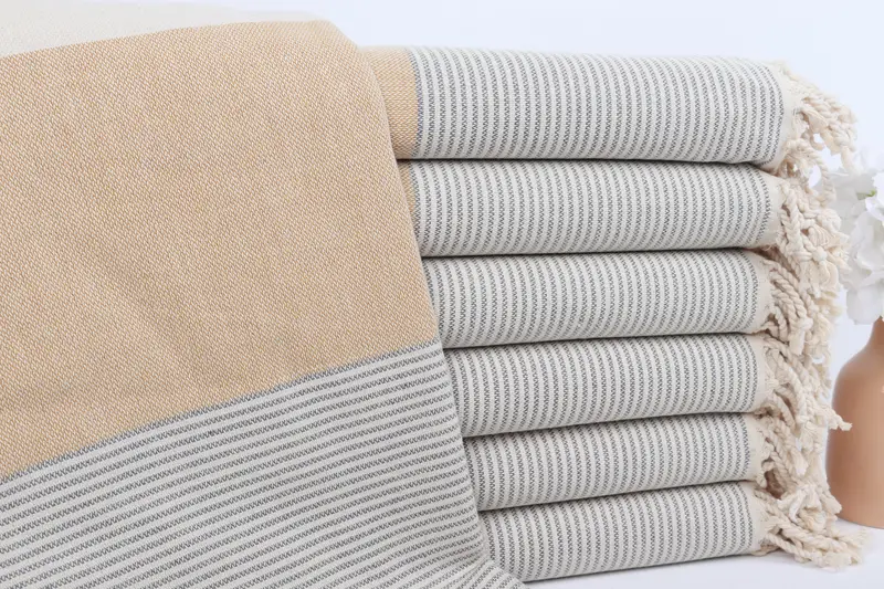 Personalised Gift, Summer Gift, 70x40 Cotton Striped Towel, Wedding Gift, Soft organic Turkish peshtemal for luxury spa use, Absorbent towel - 1