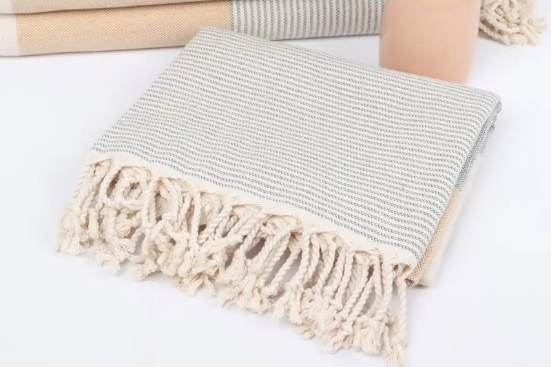 Personalised Gift, Summer Gift, 70x40 Cotton Striped Towel, Wedding Gift, Soft organic Turkish peshtemal for luxury spa use, Absorbent towel - 5