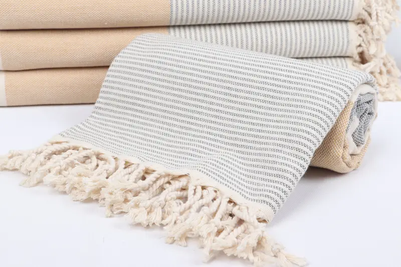 Personalised Gift, Summer Gift, 70x40 Cotton Striped Towel, Wedding Gift, Soft organic Turkish peshtemal for luxury spa use, Absorbent towel - 4