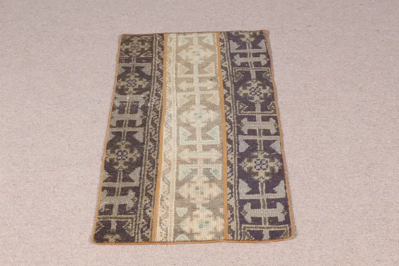 Brown, Blue Camouflage Rug, 1,7x3,1 ft Chic Decor