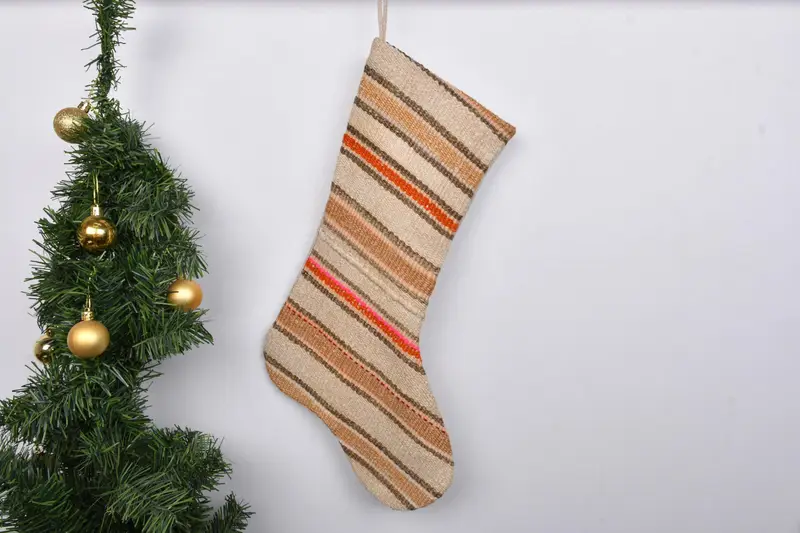 Noel Süsleri Deseni, 7 İnç Genişliğinde Özel Aile Çorabı