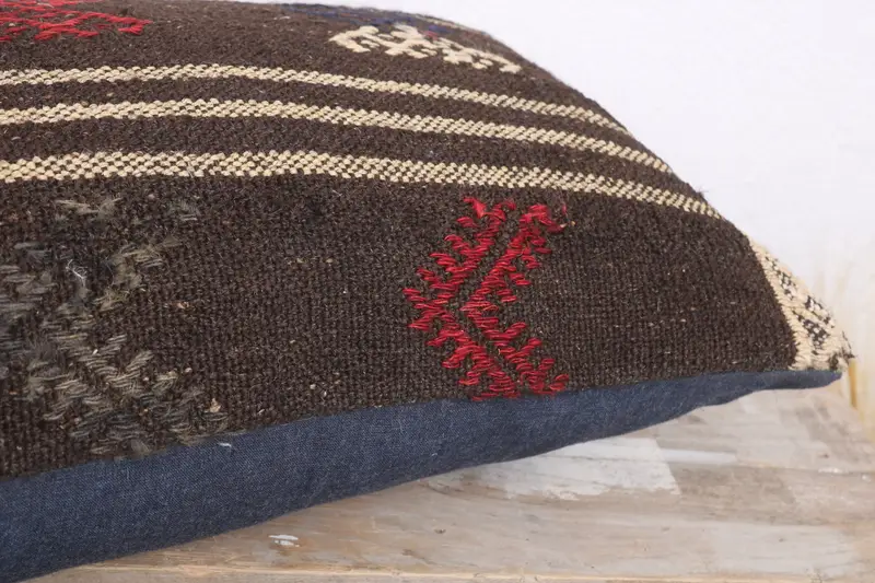 Muted Cushion, 12x20 Brown Cushion Case, Boho Pillow Sham Cover, Turkish Pillow, Accent Throw Cushion Cover, Kilim Pillow Cover, Pillow - 6