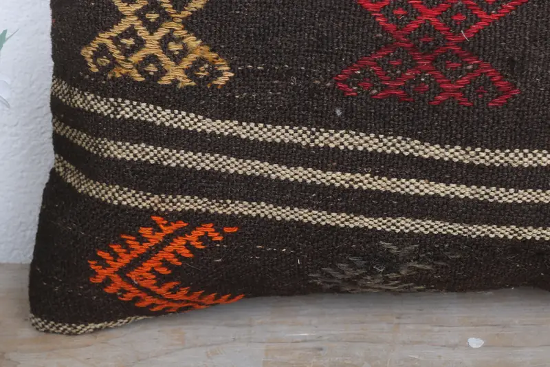 Muted Cushion, 12x20 Brown Cushion Case, Boho Pillow Sham Cover, Turkish Pillow, Accent Throw Cushion Cover, Kilim Pillow Cover, Pillow - 3