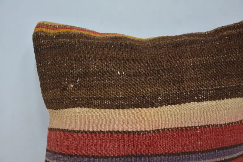 Boho Pillow Sham Cover, Boho Chic Pillow Cover, Knitted Pillow Sham, Kilim Pillow, Pillow for Couch, Cushion Case, 12x12 Brown Pillow Sham - 2