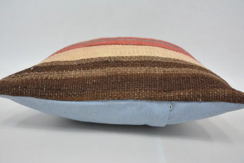 Boho Pillow Sham Cover, Boho Chic Pillow Cover, Knitted Pillow Sham, Kilim Pillow, Pillow for Couch, Cushion Case, 12x12 Brown Pillow Sham - 5