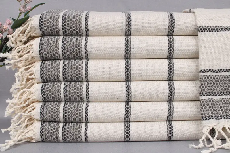 Guest Hand Towel Khaki Green Striped, Kitchen & Tea Towel, 20x40 Inches