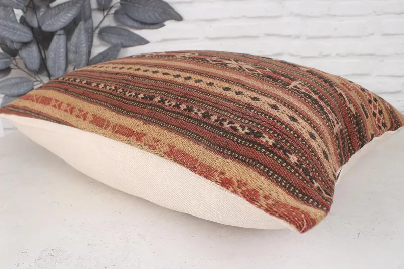 Pillow for Sofa, Vintage Kilim Throw Pillow, Nautical Throw Pillow Case, 20x28 Brown Cushion, Pillow Case, Colorful Pillow Sham, Vintage Pillow - 6
