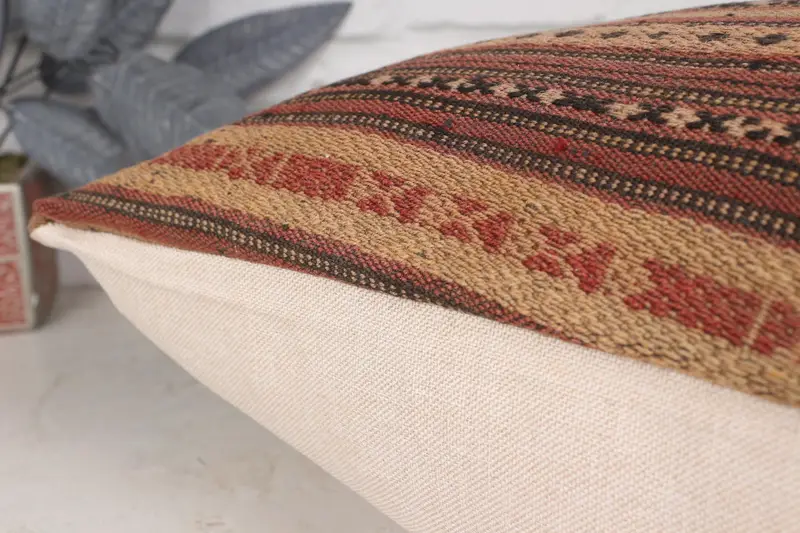 Pillow for Sofa, Vintage Kilim Throw Pillow, Nautical Throw Pillow Case, 20x28 Brown Cushion, Pillow Case, Colorful Pillow Sham, Vintage Pillow - 7