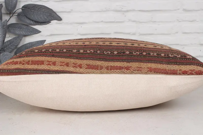Pillow for Sofa, Vintage Kilim Throw Pillow, Nautical Throw Pillow Case, 20x28 Brown Cushion, Pillow Case, Colorful Pillow Sham, Vintage Pillow - 5