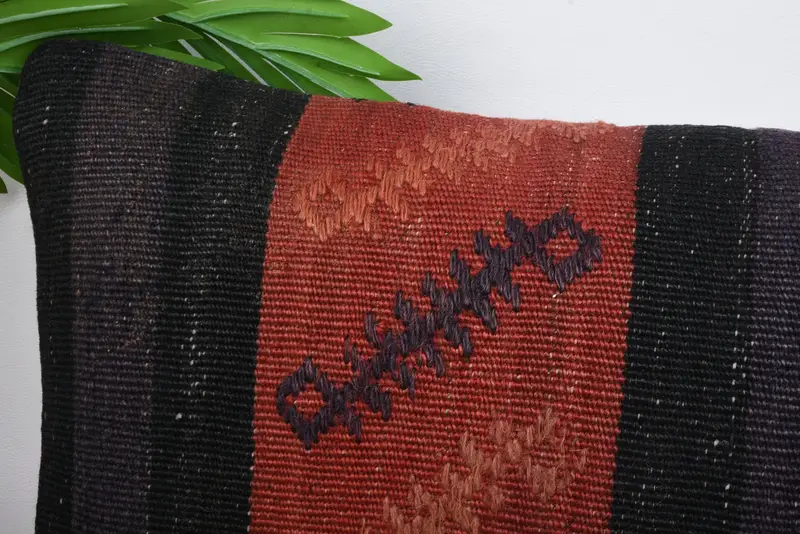 12x20 Black Pillow, Boho Chic Cushion Cover, Turkish Kilim Pillow, Kilim Pillow Cover, Handmade Kilim Cushion, Comfy Throw Pillow, Pillow Cover - 2