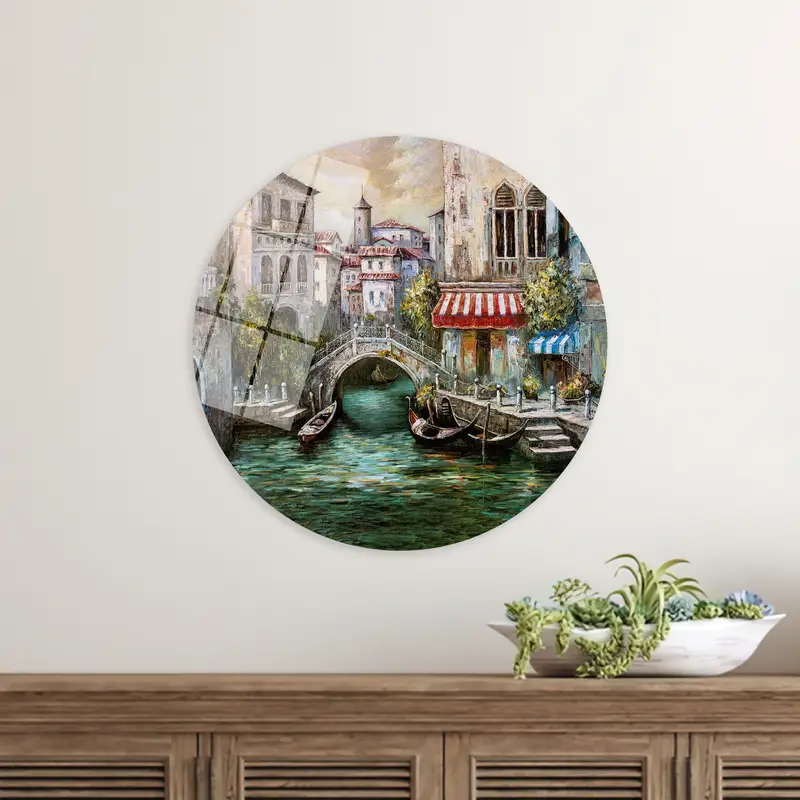 Elegant Venice Canal Landscape Printed Canvas - Grand Oil Art