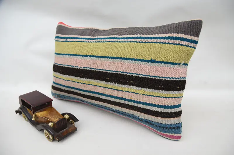 Cushion Case, Home Decor Pillow, 12x20 Blue Cushion Cover, Throw Kilim Pillow, Art Deco Cushion, Turkish Kilim Pillow, Outdoor Bolster Cushion - 3