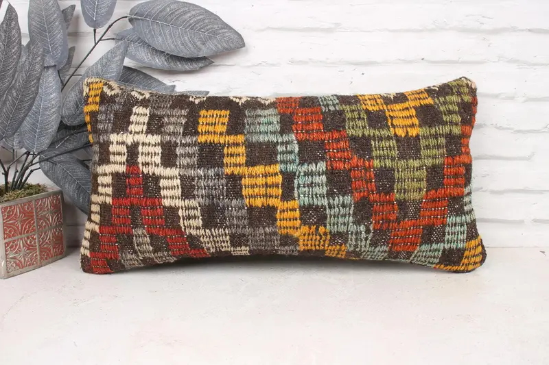 Pillow for Couch, Bohemian Cushion Cushion Cover, 12x24 Red Cushion, Cushion Case, Home Decor Pillow, Designer Throw Cushion, Kilim Pillow - 1
