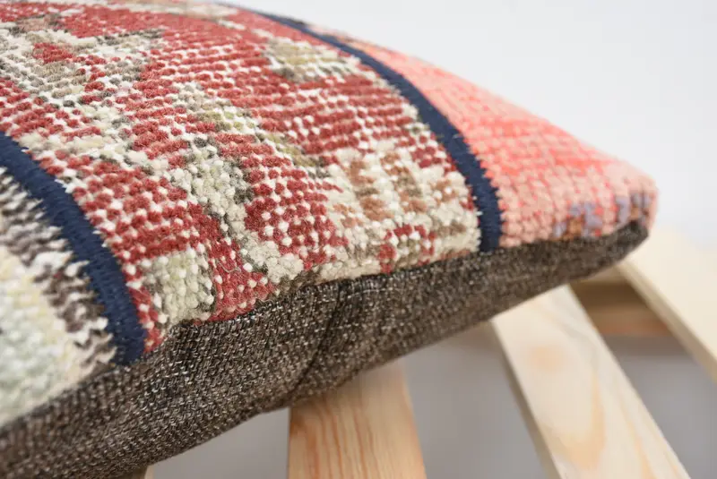 14x14 Red Pillow, Retro Throw Pillow Cover, Kilim Pillow Cover, Cushion Case, Ethnical Kilim Rug Pillow, Vintage Kilim Throw Pillow - 7
