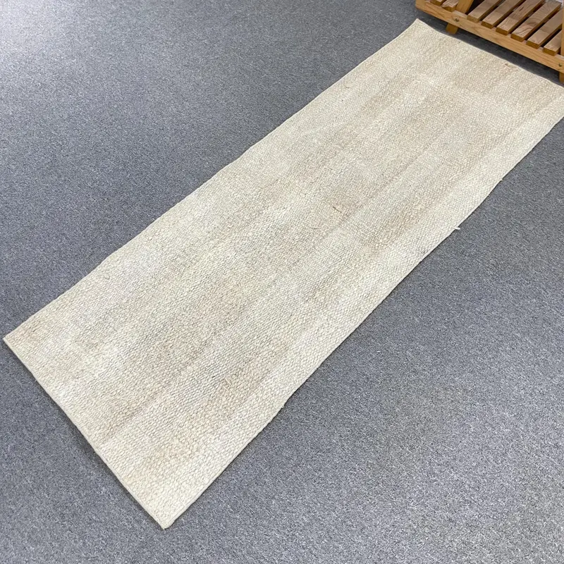 2.2x5.8 ft Rug, Vintage Turkish Rug, Oushak White Camouflage Rug - 1