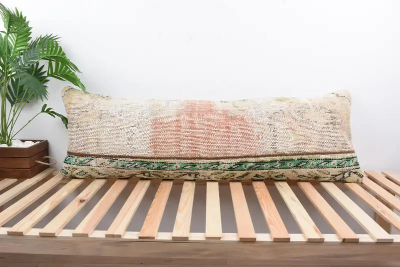 Pillow for Couch, 16x48 Green Cushion Case, Pillow Case, Kilim Pillow, Indoor Pillow Cover, Boho Pillow Sham Cover, Vintage Throw Cushion - 1