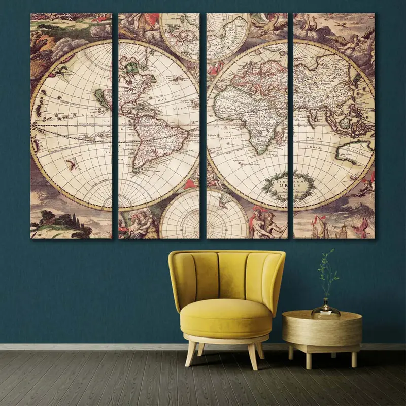 World Map Wall Art, 1720 Old World Map, Historic Map, Antique Style Map Art, Wall Map, Vintage Map Home Decor, Map of the World, Canvas Art - 3