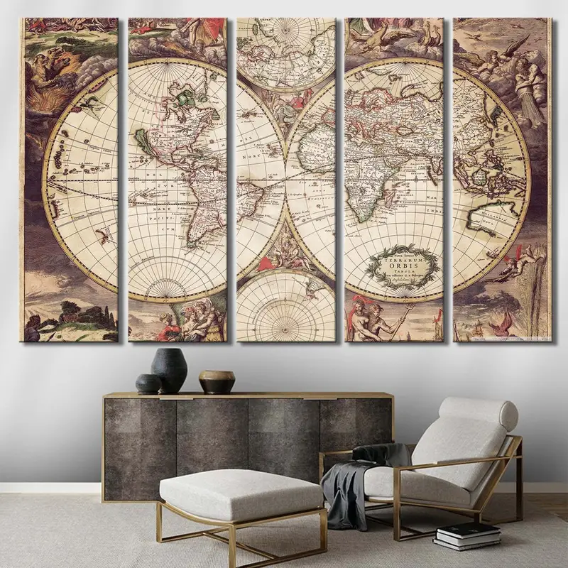 World Map Wall Art, 1720 Old World Map, Historic Map, Antique Style Map Art, Wall Map, Vintage Map Home Decor, Map of the World, Canvas Art - 4
