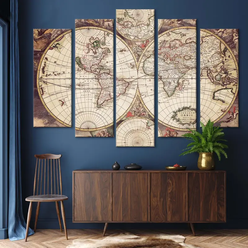 World Map Wall Art, 1720 Old World Map, Historic Map, Antique Style Map Art, Wall Map, Vintage Map Home Decor, Map of the World, Canvas Art - 5