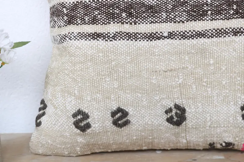 Pillow, Interior Designer Pillow, Kilim Cushion Sham, Aesthetic Cushion, 16x16 Beige Pillow Case, Kilim Pillow Cover, Handmade Throw Pillow Cover - 3