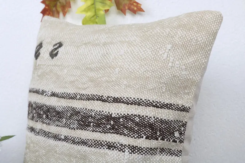 Pillow, Interior Designer Pillow, Kilim Cushion Sham, Aesthetic Cushion, 16x16 Beige Pillow Case, Kilim Pillow Cover, Handmade Throw Pillow Cover - 5