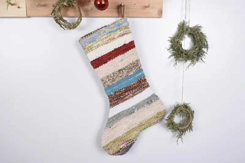 Festive Christmas Ornaments Pattern, Kilim-Inspired Christmas Stocking